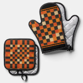 Retro-Karo-Motherboard Oven Mitt & Pot Holder Set (Vorderseite/Rückseite)