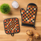 Retro-Karo-Motherboard Oven Mitt & Pot Holder Set (Oben Unten)