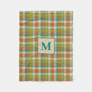 Retro-Karo-Muster in Vintage-Farben mit Initiale Fleecedecke