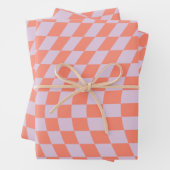 Retro-Karo-Muster Lilac und Orange-Karton Geschenkpapier Set (Beispiel)