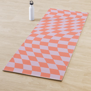 Retro-Karo-Muster Lilac und Orange-Karton Yogamatte