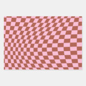 Retro-Karo-Muster rosa und braun Karton Geschenkpapier Set (Vorderseite)