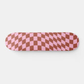 Retro-Karo-Muster rosa und braun Karton Skateboard (Horizontal)
