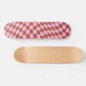 Retro-Karo-Muster rosa und braun Karton Skateboard (Horizontal)