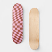 Retro-Karo-Muster rosa und braun Karton Skateboard (Vorderseite)