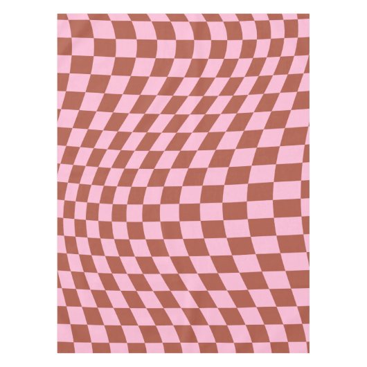 Retro-Karo-Muster rosa und braun Karton Tischdecke (Vorderseite)