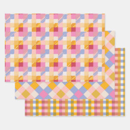 Retro-Karo Packpapier Geschenkpapier Set