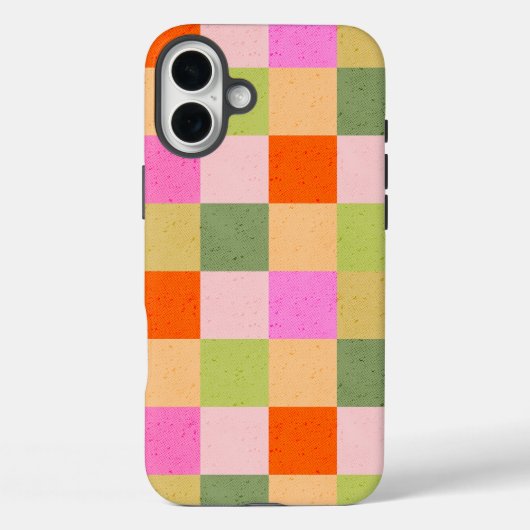 Retro-Karo rosa orange grün Case-Mate iPhone Hülle (Rückseite)