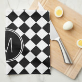 Retro-Karo Schwarz/Weiß Geschirrtuch (Viertel Falte)