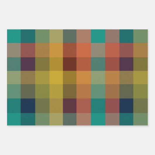 Retro-Karo und mittelgroße Mod-Streifen Geschenkpapier Set (Vorderseite 3)