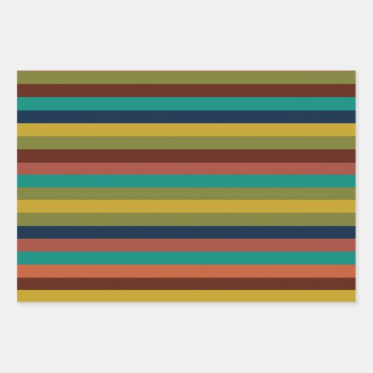 Retro-Karo und mittelgroße Mod-Streifen Geschenkpapier Set (Vorderseite 2)