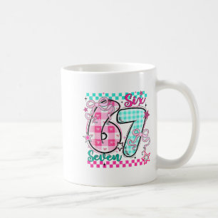 Retro Karo Valentinstag Six Seven Meme 67 Viral  Kaffeetasse