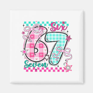 Retro Karo Valentinstag Six Seven Meme 67 Viral  Magnet