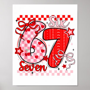 Retro Karo Valentinstag Six Seven Meme 67 Viral  Poster