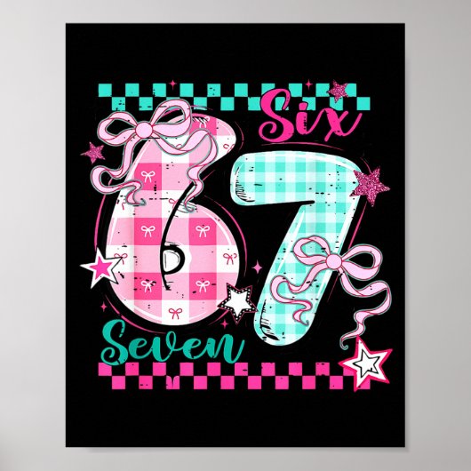 Retro Karo Valentinstag Six Seven Meme 67 Viral Poster (Vorne)