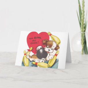 Retro Karte Bowlings-Welpevalentines Tages