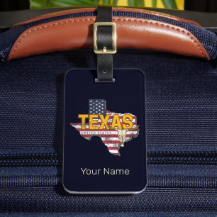 Retro-Karte der USA, Texas, Vereinigte Staaten von Gepäckanhänger