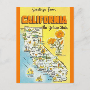 Retro-Karte des Staates Kalifornien  Postkarte