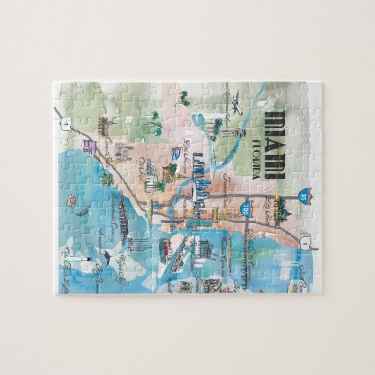 Retro Karte Miamis Florida Puzzle (Horizontal)