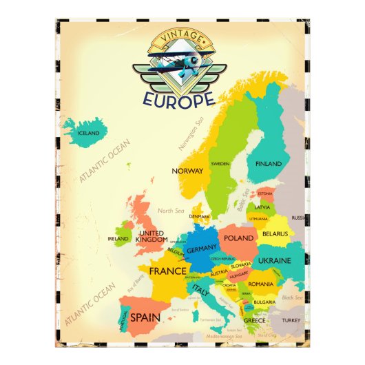 Retro-Karte von Europa. Fotodruck (Vorne)