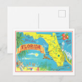 Retro-Karte von Florida Postkarte (Vorne/Hinten)