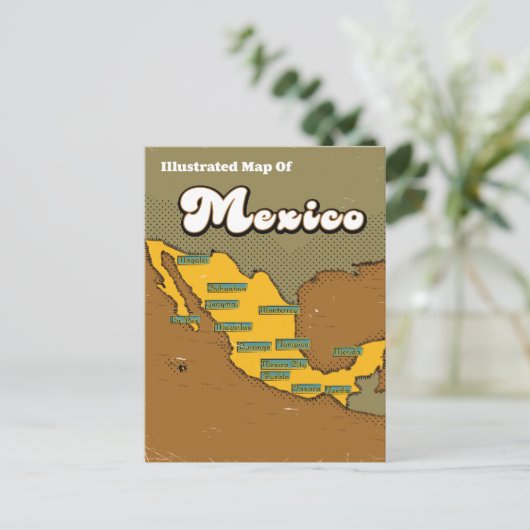 Retro-Karte von Mexiko Postkarte (Stehend Vorderseite)