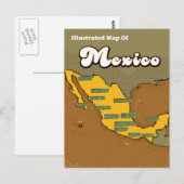 Retro-Karte von Mexiko Postkarte (Vorne/Hinten)
