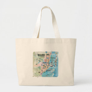 Retro-Karte von Miami Florida Jumbo Stoffbeutel