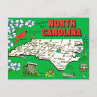 Retro-Karte von North Carolina