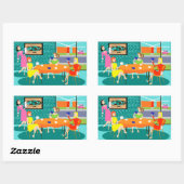 Retro Kartenspiel-Aufkleber der Frauen Rechteckiger Aufkleber (Blatt)