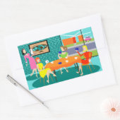 Retro Kartenspiel-Aufkleber der Frauen Rechteckiger Aufkleber (Umschlag)