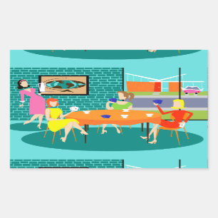 Retro Kartenspiel-Aufkleber der Frauen Rechteckiger Aufkleber