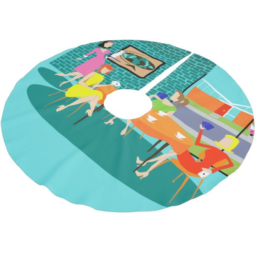 Retro Kartenspiel-Weihnachtsbaum-Rock der Frauen Polyester Weihnachtsbaumdecke (Schrägansicht)