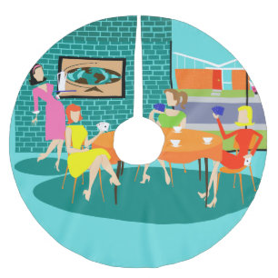 Retro Kartenspiel-Weihnachtsbaum-Rock der Frauen Polyester Weihnachtsbaumdecke