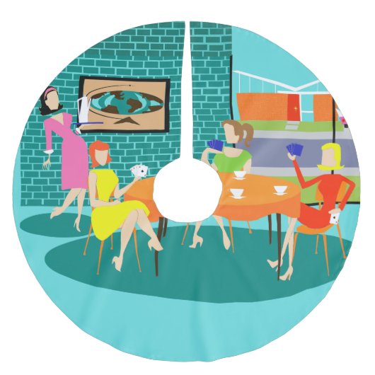 Retro Kartenspiel-Weihnachtsbaum-Rock der Frauen Polyester Weihnachtsbaumdecke (Vorderseite)