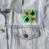 Retro-Kartensymbole in lebendigem Rot und Schwarz Button (Beispiel)
