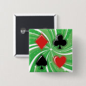 Retro-Kartensymbole in lebendigem Rot und Schwarz Button (Vorne & Hinten)