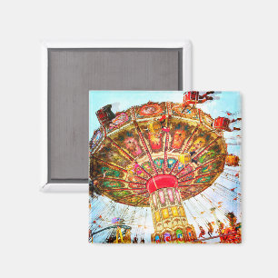 Retro-Karussell-Foto im Vintage-Stil, schwingend, Magnet