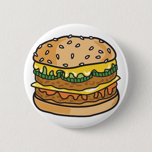 Retro-Käse-Hamburger Button (Vorderseite)