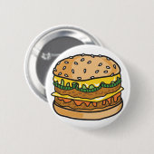 Retro-Käse-Hamburger Button (Vorne & Hinten)