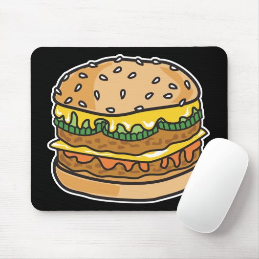 Retro-Käse-Hamburger Mousepad (Mit Mouse)