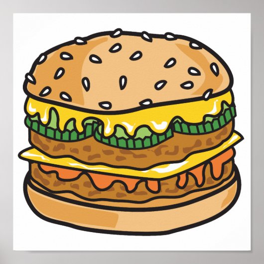 Retro-Käse-Hamburger Poster (Vorne)