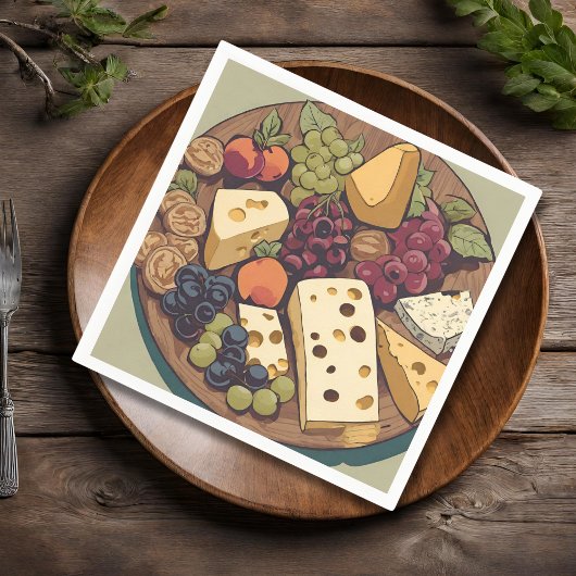 Retro-Käseauswahl mit Trauben Serviette
