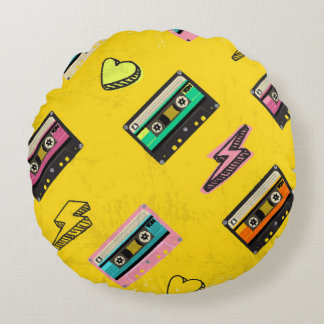 Retro-Kassette: 80er-Liebesparty-Design Rundes Kissen