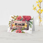 Retro-Kassette | Floral Happy Birthday Karte (Gelbe Blume)