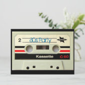 Retro Kassette Geeky nerdy Achtzigerjahre Kassette Einladung (Stehend Vorderseite)