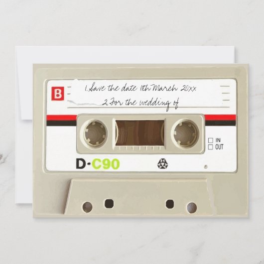 Retro-Kassette Hochzeit Save The Date (Vorderseite)