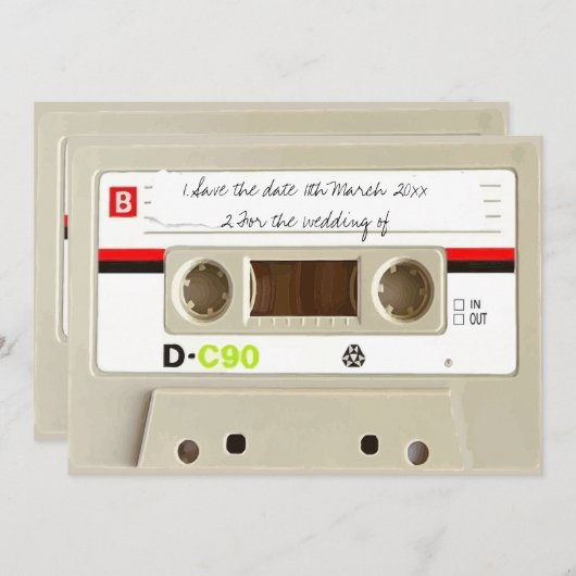 Retro-Kassette Hochzeit Save The Date (Vorne/Hinten)