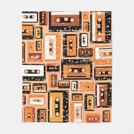 Retro-Kassette Nahtloses Muster Fleecedecke (Vorderseite)