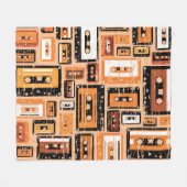 Retro-Kassette Nahtloses Muster Fleecedecke (Vorderseite (Horizontal))